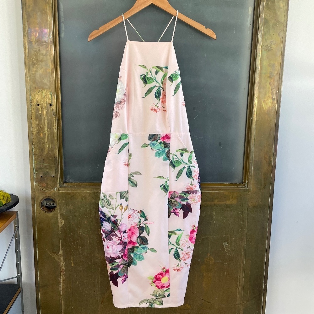 Airlie Floral Midi Dress NWT Revolve Wedding Guest Pink XS Strappy - Picture 4 of 13
